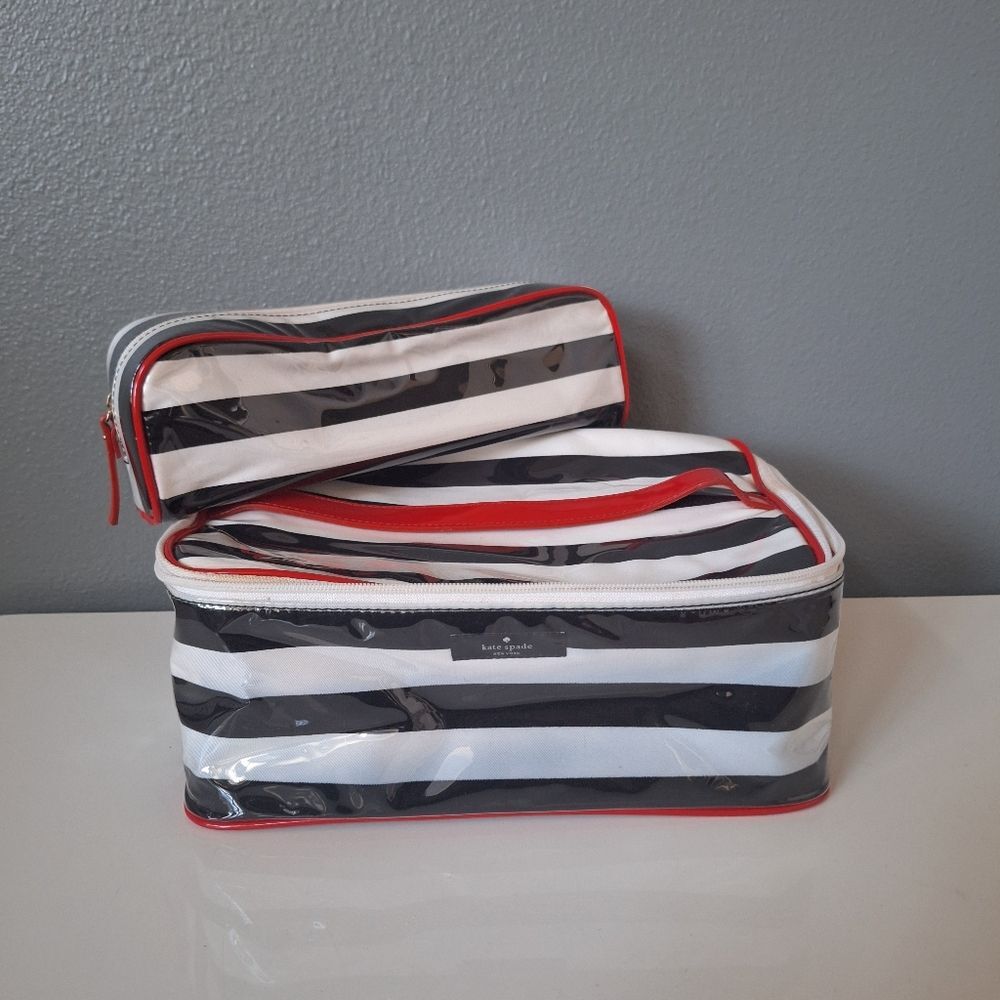 Kate Spade New York Stripped Cosmetic travel Bag Set